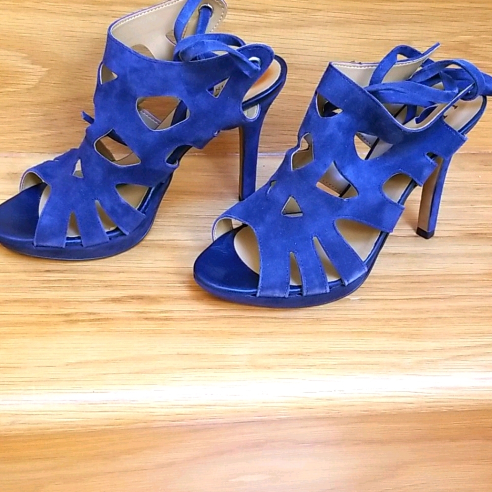 "Luzzi" High Heel Suede Lace Up Platform Sandals